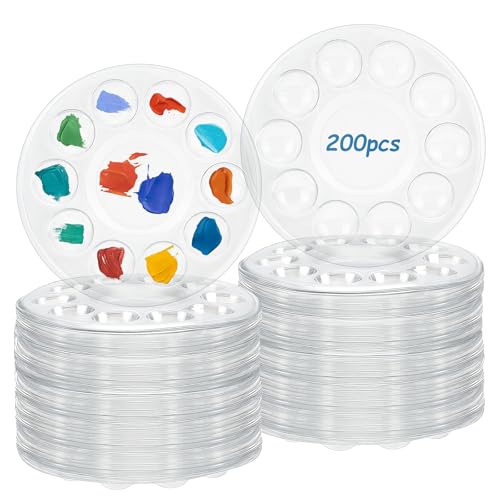 Palette de peinture ronde en plastique transparent de 14cm pour aquarelle lot de 200 - 2