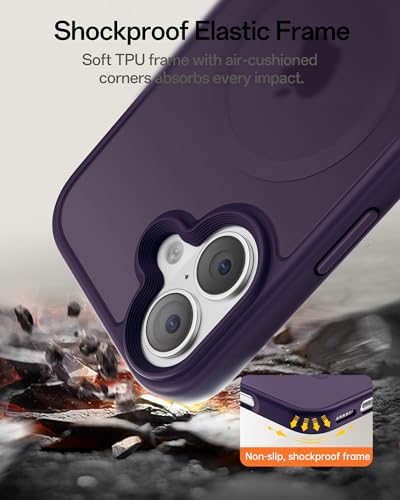 Image of UNBREAKcable Magnetic for iPhone 17 Case 6.3-Inch, Compatible with MagSafe, Full Camera Protection, Built-in Magnetic Ring, Drop Protection Shockproof Slim Phone Cover - Dark Purple