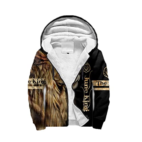 Sweat lion 3D à capuche zippé en polaire idée cadeau unisexe