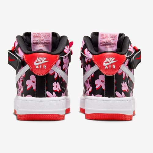 Nike Air Force 1 Mid EasyOn SE Big Kids' Shoes (FQ3692-001, Black/Pink Rise/Picante Red/White) Size 6.53