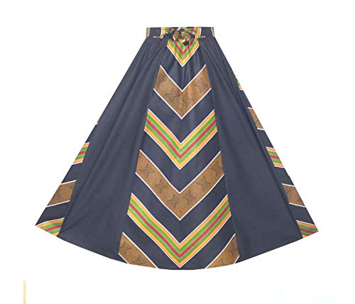 Decora Apparel African Dashiki Skirts for Women African Print Maxi Long Elastic High Waist Ankara Denim Big Tall Skirt (Plus Size 2X = 52