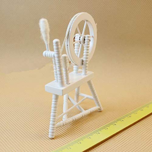DragonPad Retro Mini Spinning Wheel for 1:12 Doll House Nostalgic Furniture Accessories Random Color