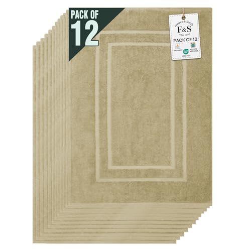 Feather & Stitch 12 Piece Towel Like Bath Mats (30x21