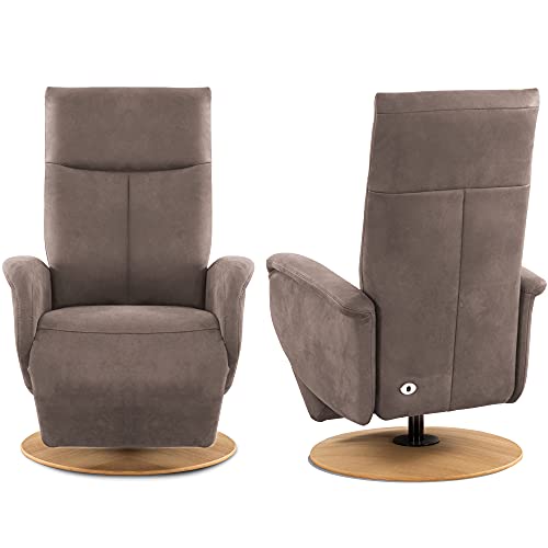 CAVADORE TV-Sessel Juba mit Akku / Fernsehsessel mit Aufstehhilfe + elektrisch verstellbarer Relaxfunktion / 2 E-Motoren / 75 x 112 x 82 / Lederoptik, Hellbraun – Bild 7