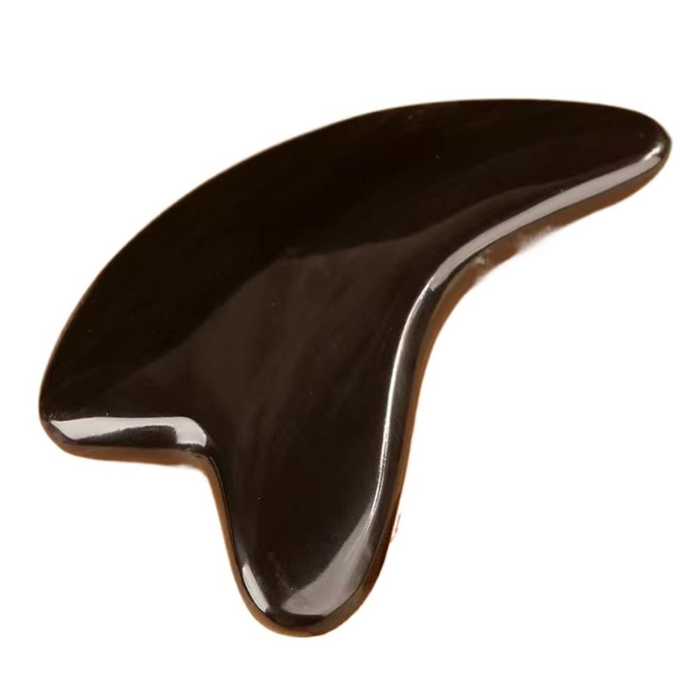 Gua Sha-Massagegerät for das Gesicht, schwarzes Hornbrett for die traditionelle Therapie des Körpers und des Gesichts, Anti-Aging-Hautpflege(Thickness 12mm)