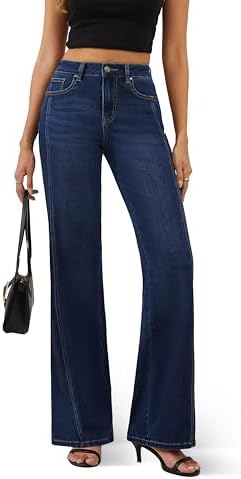 FLYING BANANA Women's Trendy High Waisted Wide Leg Jeans Stretchy...