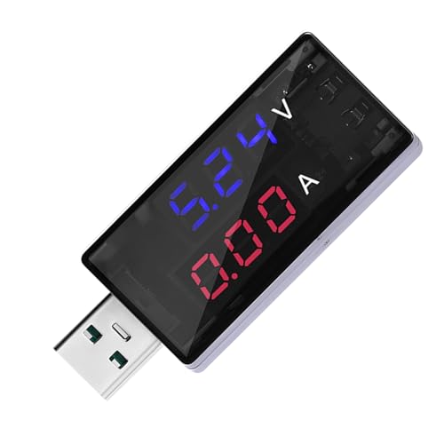 Garosa Écran de Couleur USB Power Testers 2 en 1 Mètre pour les Tests de Tablette de Smartphone Trom, Matériau PC Permanent, Ampérémètre de Voltmètre...