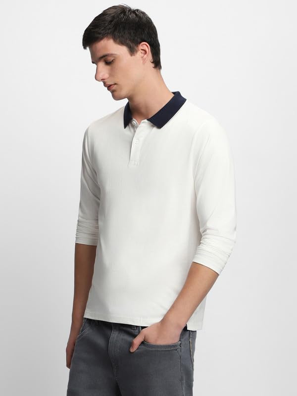 Image of Dennis Lingo Men's Cotton Polo Neck Tshirt, Regular Fit Long Sleeve