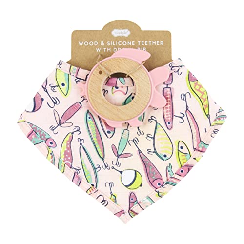 Image of Pink Fishing Lure Teether Bib Set