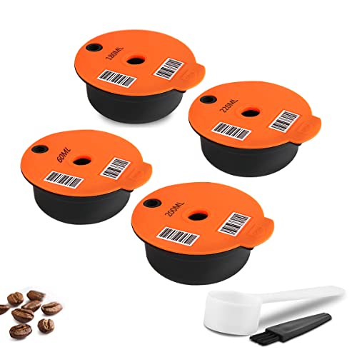 RECAFIMIL Lot de 4 dosettes réutilisables Tassi*mo │ Capsules de café rechargeables │ Capsules réutilisables en plastique PP compatibles avec la machine...
