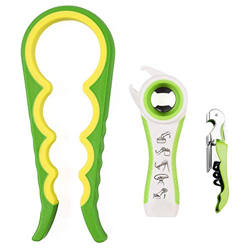 Alaep Jar Bottle Soda Can Opener - Silicone Hand Gripper Aid - Large Openers Set for Weak Hands and Seniors with Arthritis - Bottle Squeeze Lids and Rubber Grip