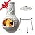 Wiosi Medium Chiminea Outdoor Fireplace Grey Clay Chimineas with Chimney Rain Lids and Solid Metal Stands - Grey Terracotta Chimenea - Rustic Fire Pit Chimnea 16 x 16 x 32-inch