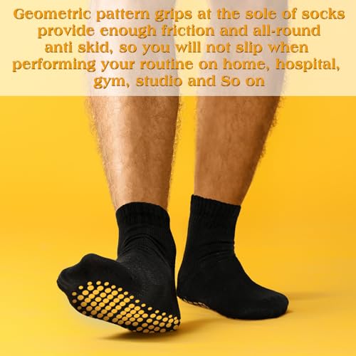 Sureio 50 Pairs Non Slip Slipper Socks with Grips Men's Anti Skid Yoga Socks with Gripper Workout Pilates Hospital4