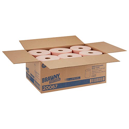 Brawny Professional D400 Disposable Shop Towel Refill By Gp Pro (Georgia-Pacific); Orange; 20067; 250 Feet Per Roll; 6 Rolls Per Case #TOP4