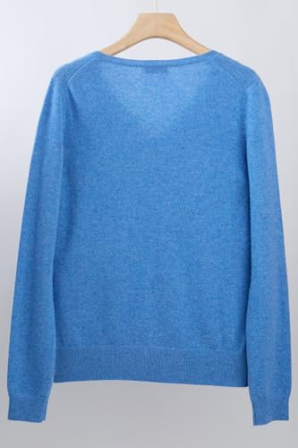 Image of JENNIE LIU Women's 100% Pure Cashmere Long Sleeve Pullover V Neck Sweater
