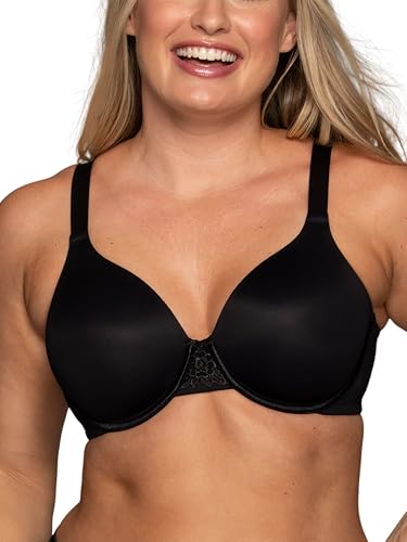 Vanity Fair Women's Full Figure Beauty Back Smoothing Bra, 4-Way Stretch Fabric, Lightly Lined Cups up to H, Underwire-Black, 36DDD
