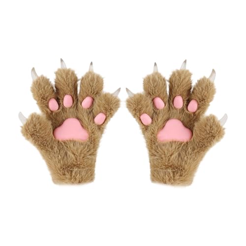 Guantes de felpa para disfraz de felino con diseño detallado y realista