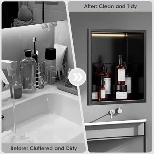 Kit di inserti per doccia senza cuciture in acciaio inox nero, stampaggio in un unico pezzo per ambienti umidi, alcove e installazione 70 x 28 cm, soluzione di rinnovamento del bagno