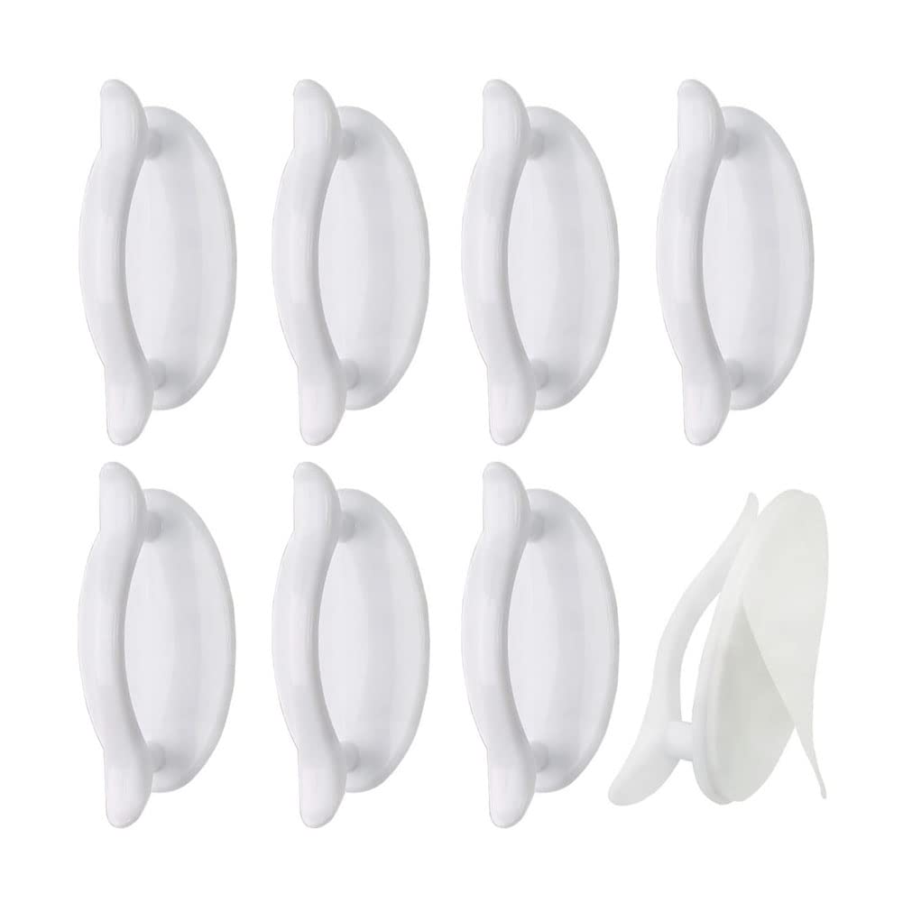 Poignée adhésive pour meuble sans percer : lot de 8 boutons blancs