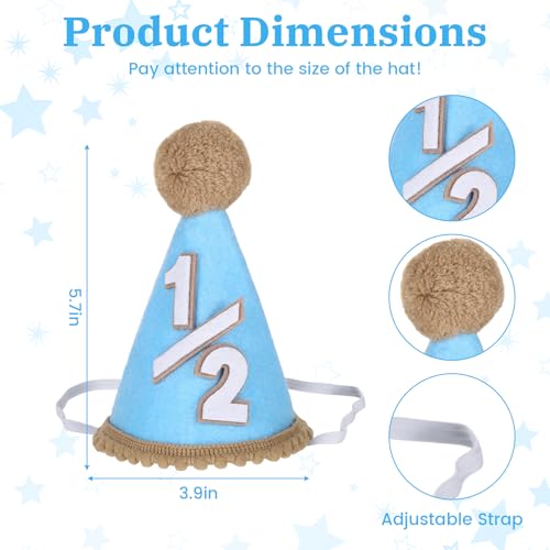 1/2 Birthday Hat, Half Birthday Decorations Six Months Cone Hat Celebration Adorable For 1/2 birthday girl and boy2