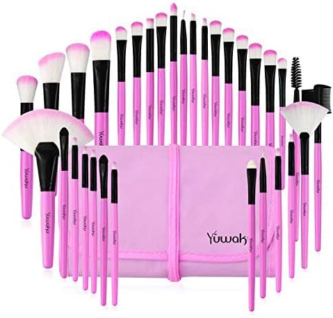 Makeup Brush Set, 32 Pcs Make up Brushes Professional Face Eye Shadow Foundation Blush Lip Makeup Brushes Powder Cosmetics Blending Brush Tool with the bag G-Bright purple