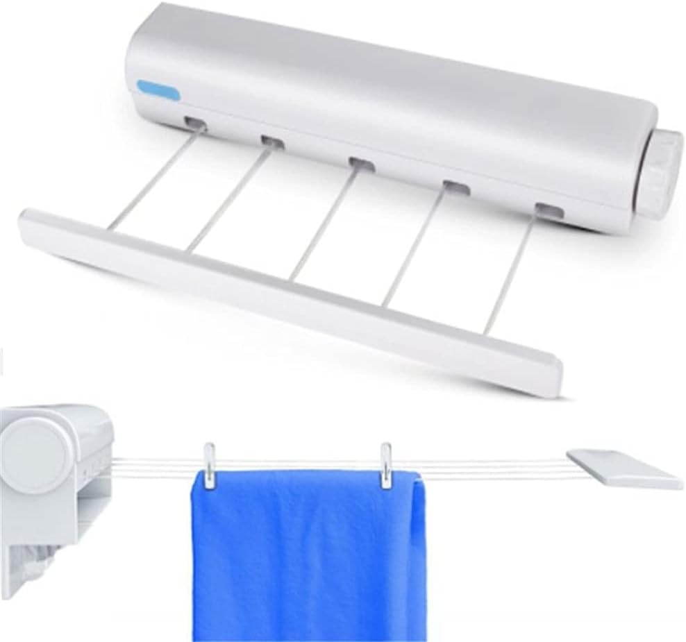Wall Mounted 4/5 Clothes Line Retractable Laundry Hanger Indoor Outdoor Drying Rack Clothesline Rope