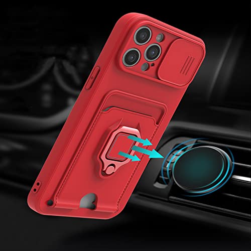 Esakycn Capa de alça transversal para iPhone 15 Pro com suporte de cartão com suporte de anel magnét