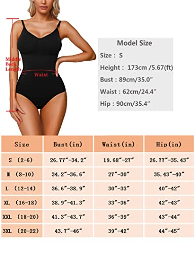 Marvmys Women's Slimming Bodysuits Shapewear Tummy Control Sculpting Bodysuit Camisole Leotards Body Suit Black M #TOP5