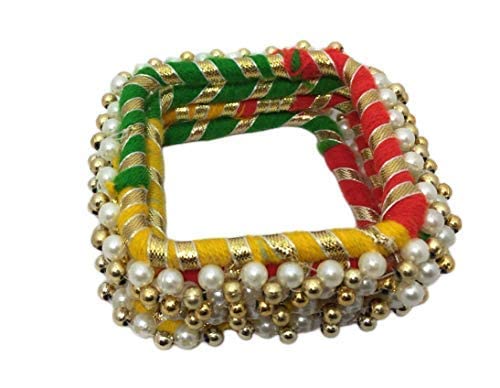 SellPlus Women Handmade Gota Patti Jewelry Style Pearl Bangle/Kada (10) (B0BMXP3JGV) Amazon Price History, Amazon Price Tracker