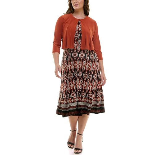 Danny & Nicole Women's Solid Cardigan and Printed Dress Set