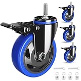 3 Inch Swivel Stem Caster Wheels Heavy Duty Threaded Stem Mount Casters Set of 4 with American Size UNC 3/8'-16 x 1
