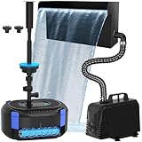 AquaMiracle All-in-1 Pond Waterfall Kit & All-in-1 Pond Fountain Kit for Outdoor Pond, Water Garden, Backyard