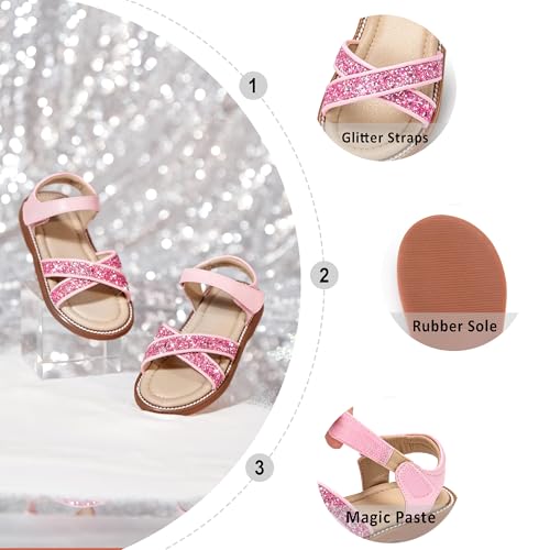 Image of Otter MOMO Girls Open Toe Princess Flat Sandals with Comfort Sole Summer Sandals