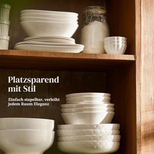 DOWAN 25,4 cm Pastaschalen, 1500ml/54oz Große Servierschalen, Weiß Teller für Party/Pasta/Salat/Suppe, Keramikschale, Flache Schale… – Ansicht 6