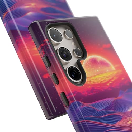 Coque Samsung S24 Ultra éviter rayures Vivid Sunset Waves rigide bleue - 2