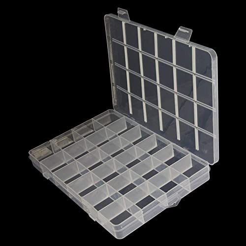 Image of 2PCS Clear Plastic Organizer Box, 24 Fixed Grids Storage Container, Jewelry Box for Beads Art DIY Crafts Jewelry Fishing Tackles, 7.56 inchx5.31 inchx0.87 inch(LxWxH) Clear White