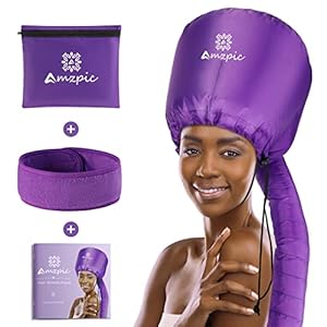 Bonnet Hood Hair Dryer Attachment – Soft, Adjustable Extra Large Bonnet Hair Dryer for Speeds Up Drying Time at Home, Easy to Use for Styling, Curling and Deep Conditioning (Purple)