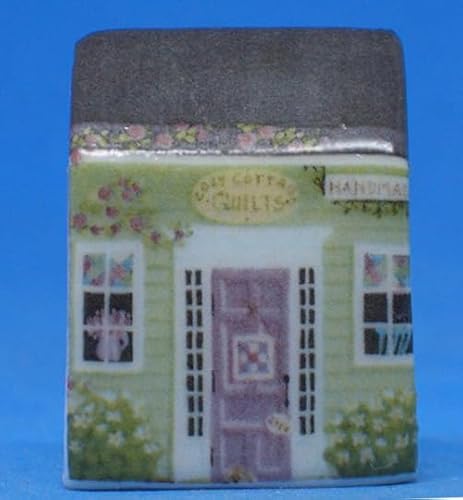 Birchcroft China Collectible Thimble Miniature House - Cottage Quilts, White