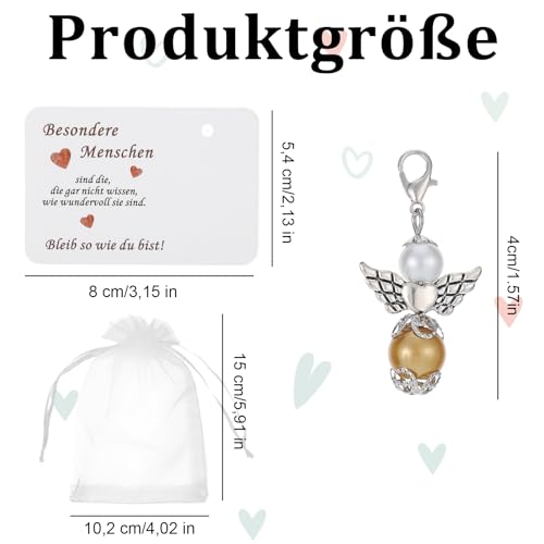 10 Stück Schutzengel Geschenk, Schutzengel Schlüsselanhänger mit Organza Beutel, Engel Anhänger, Dankeschön Geschenke, Engel Schlüsselanhänger, Glücksbringer als Geschenk für Mama Oma Lehrerin
