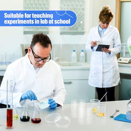 200 Pack 90mm Petri Dishes Sterile Plastic Bulk with Lids Deep Clear Thick Science Lab Cell Culture Agar Dish for Lab Jelly Science Party Project Experiment Analysis Equipment Projects Supplies