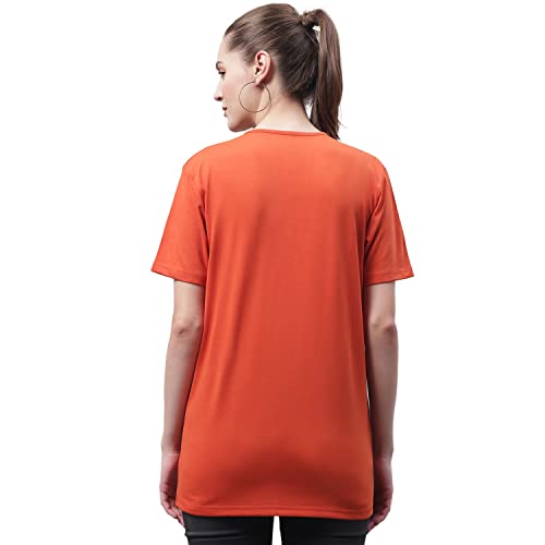 Image of Mack Jonney Women Round Neck Cotton Solid Regular Fit T-Shirt-T Anthraa 001-P