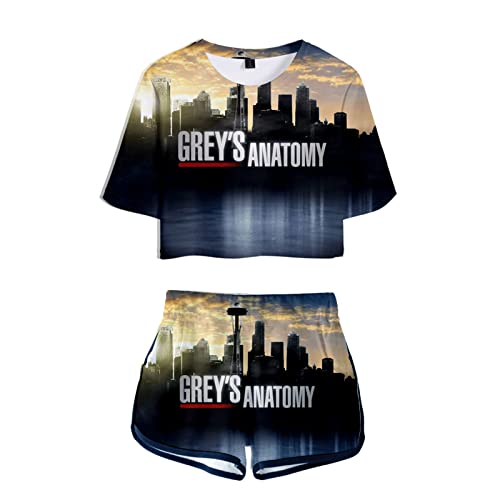 EUEU Nouveau Printemps Été Mode 3D T-Shirt Shorts Ensemble Deux Pièces, Filles Greys Anatomy T-Shirt Sport Shorts Ensemble Cover