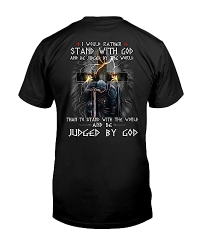 ATMTEE Christian T-Shirt for Mens, I Would Rather Stand with God T-Shirt, Knight Templar Jesus Shirts for Men Christian2
