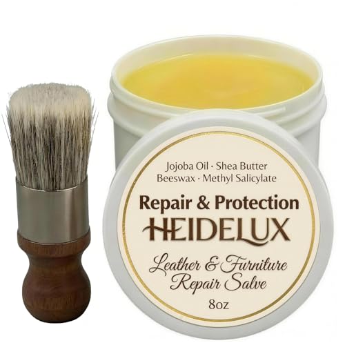 Heidelux Leather Restoration Cream - Repairs Scratches Scuffs Fading & Worn Spots - with Shea Butter Jojoba Avocado & Beeswax - Fast-Drying Non-Staining No Sticky - Residue Care Kit (1pc)