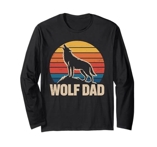 Wolf Dad vintage Wolf Hunting Wildlife Animal para hombre Manga Larga