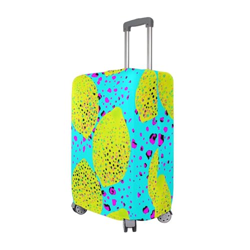 Joisal Suitcase Cover Cute Luggage Protector Personalized Suit Case Travel Luggage Sleeve for Women Vibrant Yellow Lemons Blue, S, Fits 18-20 Inch Case3