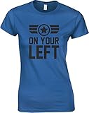 On Your Left, Ladies Printed T-Shirt - Royal Blue/Black XL = 8-10