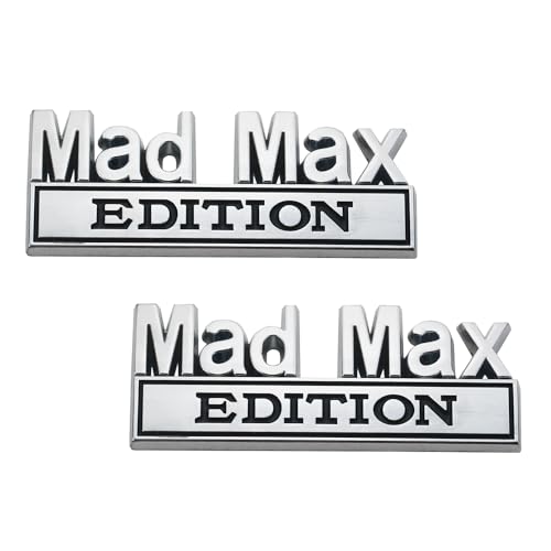 Image of 2Pc Madmax Edition Emblem 3D Badge Stickers with Double Tape for Cars, Trucks, Motorcycles, Boats (Chrome Black)