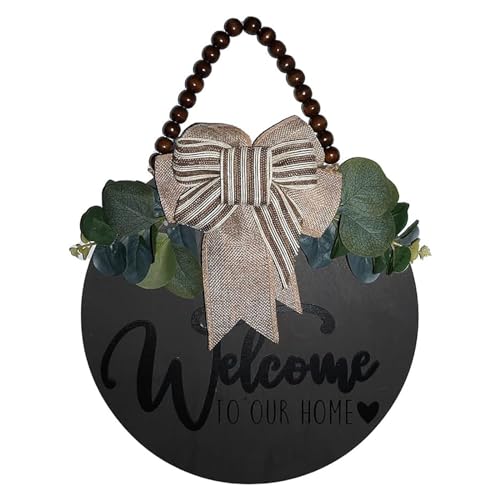 ノーブランド品 玄関ドアの 3D ウェルカム サイン |ホーム/農家のポーチの装飾木製吊り看板ラウンド 植木鉢 下げ (B, One Size)