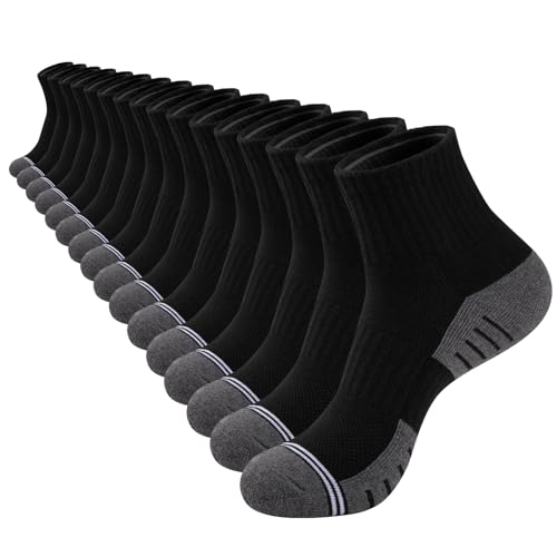 COOVAN Mens Athletic Ankle Socks Thick Cushioned Quarter Sock Sport Running Half Crew Sock 8 Pairs